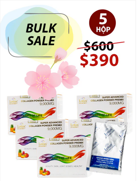 GIÁ SỈ BULK SALE 5 BOXES - SUPER MARINE COLLAGEN BỘT PREMIX 9,000MG